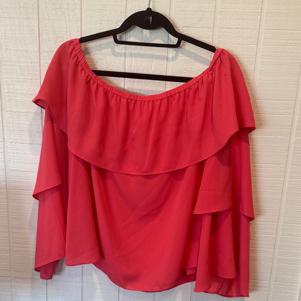 INC International Concepts Coral Ruffle Blouse